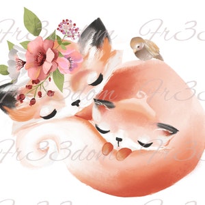 Tobogán de agua Calcomanías Shabby Chic Muebles Transferencia de imagen Vintage Antigüedades Caseras Artesanía Etiqueta Artesanías Scrapbooking Card Making DIY Sleeping Fox