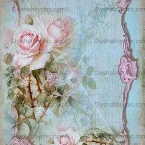Waterslide Decals Shabby Chic Furniture Image Transfer vintage Antique Home Craft Label Crafts Scrapbooking Card Making DIY Aqua Rose