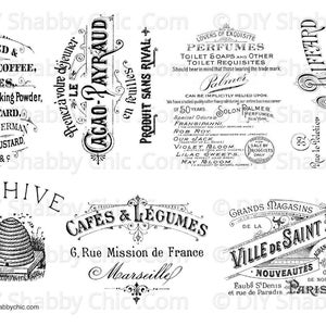 Waterslide Decals Shabby Chic Furniture Image Transfer Vintage Antique Home Craft Label Crafts Scrapbooking Card Making DIY Typografie