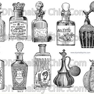 Meubles décalcomanies shabby chic français - transfert d'image vintage parfum atomiseur parfum parfum étiquette d'art art artisanats scrapbooking carte de fabrication de bricolage