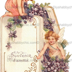 Waterslide Calcomanías Shabby Muebles Chic Transferencia Vintage Antigua Casa Artesanía Etiqueta Artesanías Scrapbooking Tarjeta haciendo DIY Lilac Angels