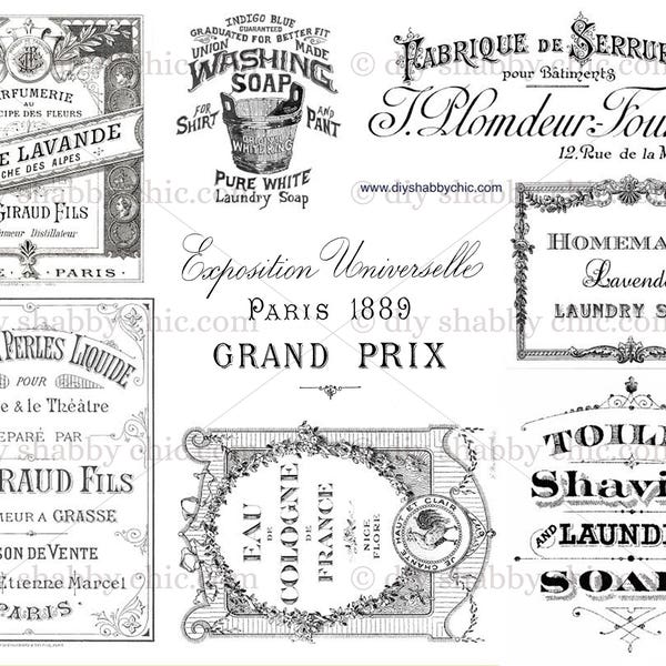 Meubles maison décalcomanies shabby chic français transfert d’image vintage typographie signe annonces label script art artisanat scrapbooking carte making diy