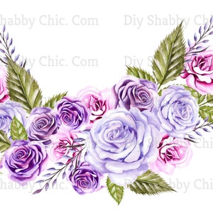 Calcomanías de tobogán Decales Shabby Muebles Chic Transferencia vintage antigua casa artesanía artesanías scrapbooking tarjeta haciendo rosas púrpura diy