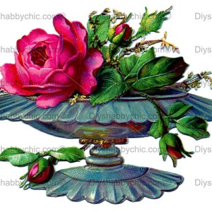 Waterslide Stickers Shabby Chic Furniture Image Transfer Vintage Antique Home Craft Label Crafts Scrapbooking Card Making DIY Flowervase