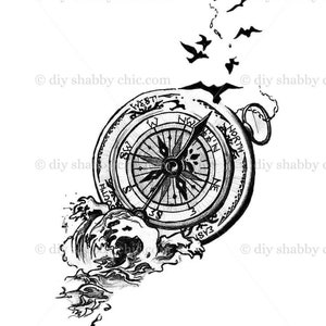 Waterslide Decals Shabby Chic Furniture Image Transfer vintage Antique Home Craft Label Crafts Scrapbooking Card Making DIY Compass Bird