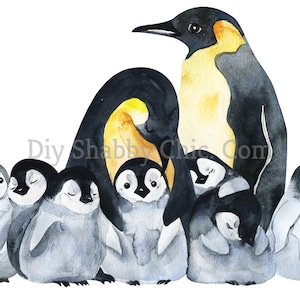 Tobogán de agua Calcomanías Shabby Chic Muebles Transferencia de imágenes Vintage Antique Home Craft Label Artesanías Scrapbooking Card Making DIY Penguin Family