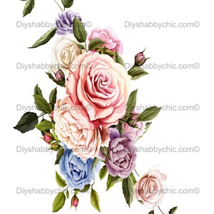 Waterslide Stickers Shabby Chic Furniture Image Transfer Vintage Antique Home Craft Label Crafts Scrapbooking Card Making DIY Pastel Roses