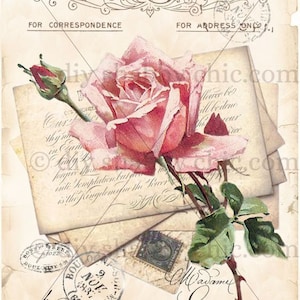 Waterslide Decals Shabby Chic Furniture Image Transfer Vintage Antique Home Craft Label Crafts Scrapbooking Card Making DIY Rosecard