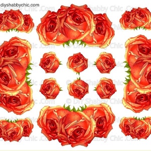 Waterslide Calcomanías Shabby Muebles Chic Transferencia vintage antigua casa artesanía artesanías tarjeta de scrapbooking haciendo DIY Redroses