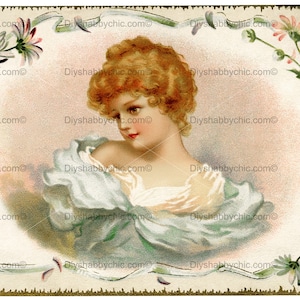 Waterslide Decals Shabby Chic Furniture Image Transfer vintage Antique Home Craft Label Crafts Scrapbooking Card Making DIY Victorian Lady