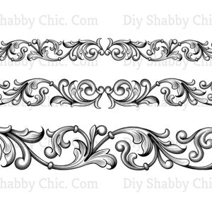 Calcomanías de tobogán Decales Shabby Muebles Chic Transferencia Vintage Antigua Casa Artesanía Etiqueta Artesanías Scrapbooking Tarjeta haciendo DIY Scroll Edge