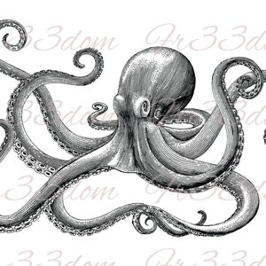 Waterslide Decals, Diy Shabby Chic, Möbel Transfer, Vintage Bild Transfer, Antique Home Craft 355 Tanzender Oktopus
