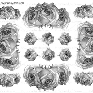 Waterslide Stickers Shabby Chic Furniture Image Transfer Vintage Antique Home Craft Label Crafts Scrapbooking Card Making DIY Blackroses