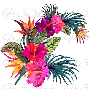 Schneiden & Kleben, Selbstklebende Aufkleber, Möbel, Wandaufkleber, klar, Transfer, Kunst, Collage, Mixed Media, Kinderaufkleber, 187 tropische Blumen