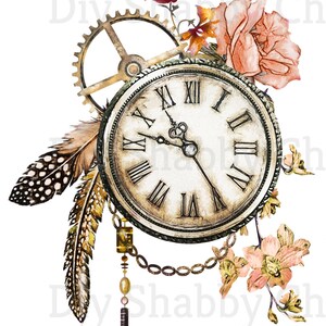 Décalques de toboggan, bricolage Shabby Chic, transfert de meubles, transfert d'image vintage, horloge à plumes Antique Home Craft 86