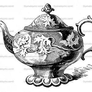 Waterslide Decals Shabby Chic Furniture Image Transfer vintage Antique Home Craft Label Crafts Scrapbooking Card Making DIY Teapot