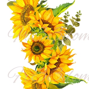 Décalques de toboggan, Diy Shabby Chic, Transfert de meubles, Transfert d'image vintage, Antique Home Craft 182 Sunflower Spray
