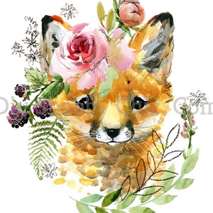 Waterslide Decals Shabby Chic Furniture Image Transfer vintage Antique Home Craft Label Crafts Scrapbooking Card Making DIY Fox Flowers