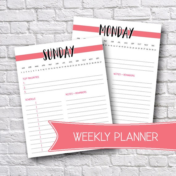 printable weekly planner weekly organizer to do list etsy weekly to do list printables