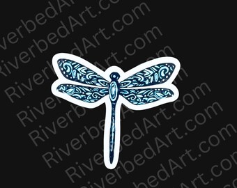 Blue Dragonfly Sticker – Waterproof Vinyl Decal