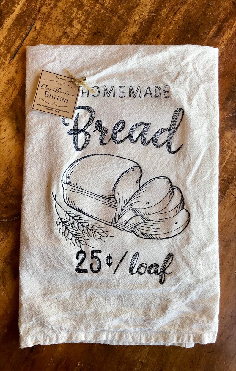 Homemade Bread Kitchen Towel Fresh Bread Kitchen Towel Bread Etsy