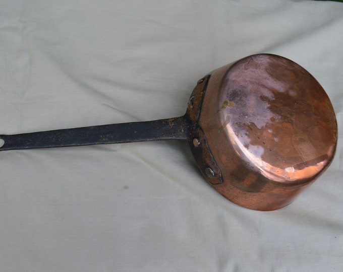 Antique Copper Pan 2mm Copper Saute Copper Pan 16.5cm 6 1/2" Unrestored Well Used Missing Tin Copper Pan Sauteuse Copper DIrect From France