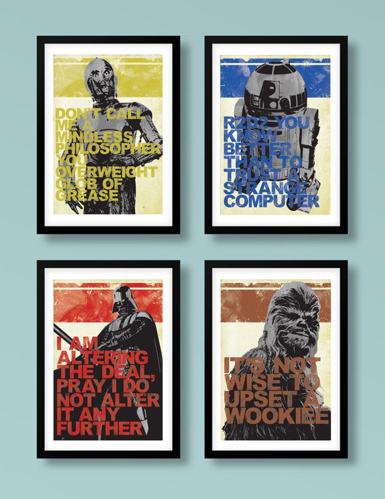 Star Wars Inspired Set of 4 Prints A3 Wall Art - Etsy