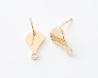 1Pair Gold Sliver Post Earrings, Teardrop Posts Earrings Studs with Hole, Dainty Earrings Posts Component for DIY Jewelry Making Findings