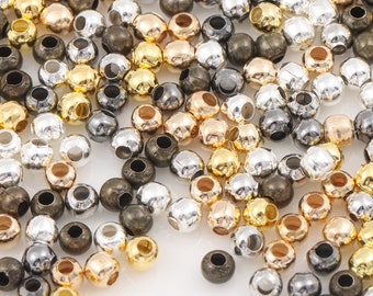 3mm Gold Silver Iron Round Ball Beads, DIY Jewelry Making, 100pcs
