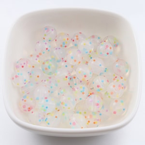 Perles en silicone à pois colorés, saupoudrées de confettis, boule ronde colorée en silicone, Vente en gros de perles en silicone, Bracelet DIY