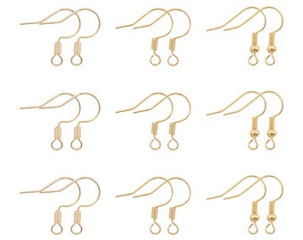 2Pair Gold Filled Earrings Hooks Ear Wires, Blank Earring Hook Component Hypoallergenic Nickel free for Earrings Findings DIY Jewelry Making
