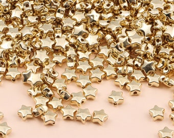 100Pcs 5mm Gold Silver Star Shape Beads, CCB Cute Littel Star Spacer Beads Lightweight for Necklace Bracelet DIY Jewelry Making Findings