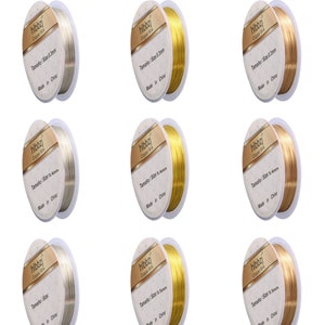 Gold Silver Round Copper Wire 0.3mm/0.4mm/0.5mm, Coated Metal Solid Bare Soft Spool Guage  Beading Craft Wire for DIY Jewelry Making
