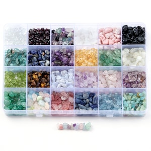 Kit de perles avec éclats de pierres précieuses, 24 variétés de cristaux assorties, fabrication de bijoux DIY