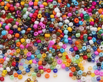 1000pcs 2mm 3mm 4mm Colorful Seed Beads, Muti Colored Tiny Cute Mini Round Flat Acrylic Seed Beads for Bracelet Making DIY Jewelry Findings