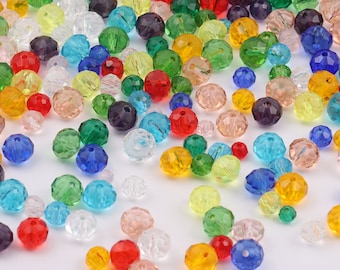 100pcs Faceted Acrylic Rondelle Beads, DIY Jewelry Making (4-8mm)