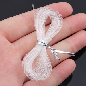 2Pcs 5m Clear Round Elastic Strong Beading String Cord Thread, Transparent Stretchy String for Necklace Bracelet DIY Jewelry Making Supplies