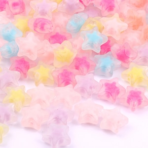 20pcs 15mm Frosted Acrylic Inner Color Star Beads, Colorful Cute Soft Pastel Star Beads for Bracelet Key Chain DIY Jewelry Making Findings