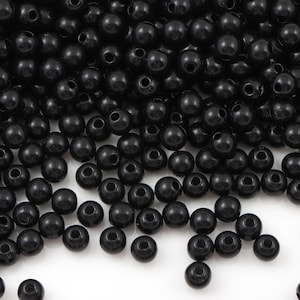100 pezzi 6mm 8mm 10mm perline acriliche rotonde nere, perline rotonde in plastica nera lucida solida per braccialetti gioielli fai da te che fanno risultati forniture