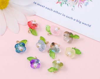 10pcs Bell Flower Charms, 3D Lily Leaf Pendant, DIY Jewelry Accessories