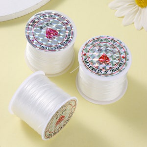 Ficelle de perles solide élastique blanche de 60 m, 0,8 mm, fil de cordon en cristal, ficelle extensible pour collier, bracelet, fabrication de bijoux à bricoler soi-même, perles