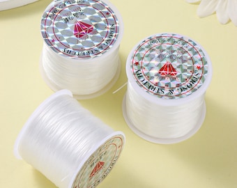White Elastic Beading String, Stretchy Crystal Cord (0.8mm 60m)