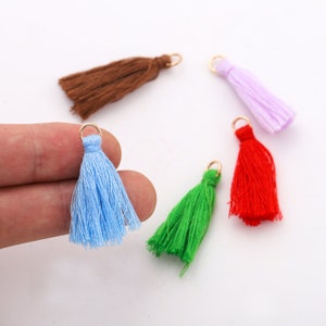 10Pcs Tiny Cotton Thread Tassel Charm Pendant Handmade, Custom Colors Tassels Charms for Bag Earrings DIY Jewelry Making Findings Supplies