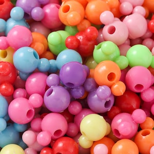50pcs 8mm Mixed Mickey Head Shape Beads, Cute Candy Color Mouse Head Acrylic Spacer Beads for Necklace Bracelet DIY Jewelry Making Supplies