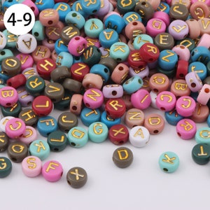 100 Pcs Colored Letter Beads, Acrylic Alphabet Beads (4x7mm) 4-9
