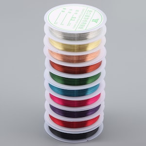 0.3mm 15Metres Colored Round Copper Wire, Coated Metal Solid Bare Beading Craft Soft Spool Guage Craft Wire for DIY Jewelry Making Findings