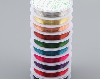 Alambre de cobre coloreado de 0,3 mm, carrete de 15 metros, para joyería