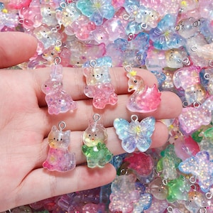 6 szt. żywicy przezroczyste kolorowe zawieszki z zawieszkami w kształcie zwierząt, do tworzenia biżuterii DIY naszyjniki bransoletki kolczyki i breloczki akcesoria rzemieślnicze