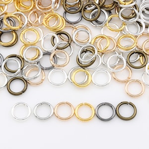 100Pcs 6mm Gold Plated Open Jump Ring Connector, Colored Metal Alloy Silver Closed Jump Rings for DIY Jewelry Making Basic Findings Supplies