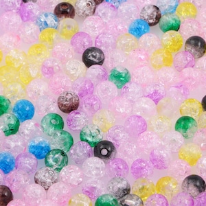 100 perline rotonde colorate da 8 mm, trasparenti, sfumate, in finto vetro acrilico, per la creazione di gioielli fai da te e braccialetti.